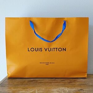 Louis Vuitton Orange Bag with Blue Handles